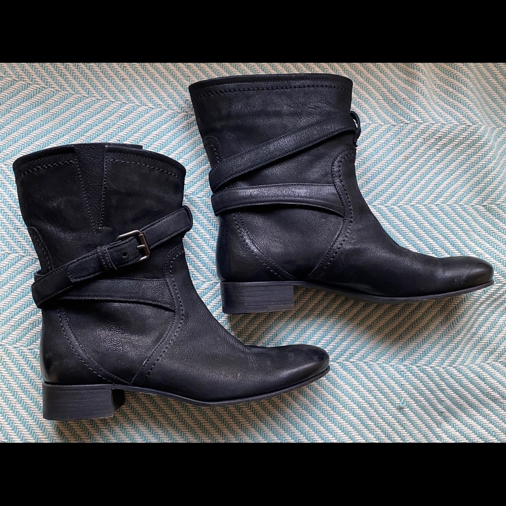 PRADA Black Leather Moto Style Ankle Boots - Picture 6 of 16